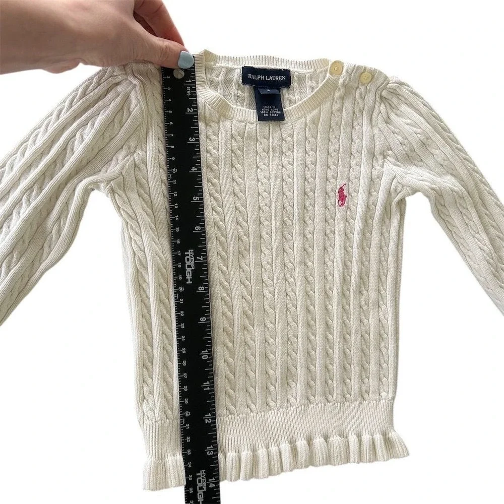 Ralph Lauren Girls' Ivory Cable Knit Sweater Size 5 Long Sleeve Pullover